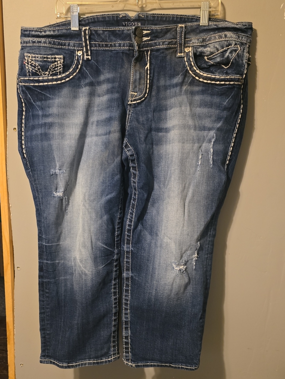 Vigoss Cropped Distressed Dark Blue Denim Ankles